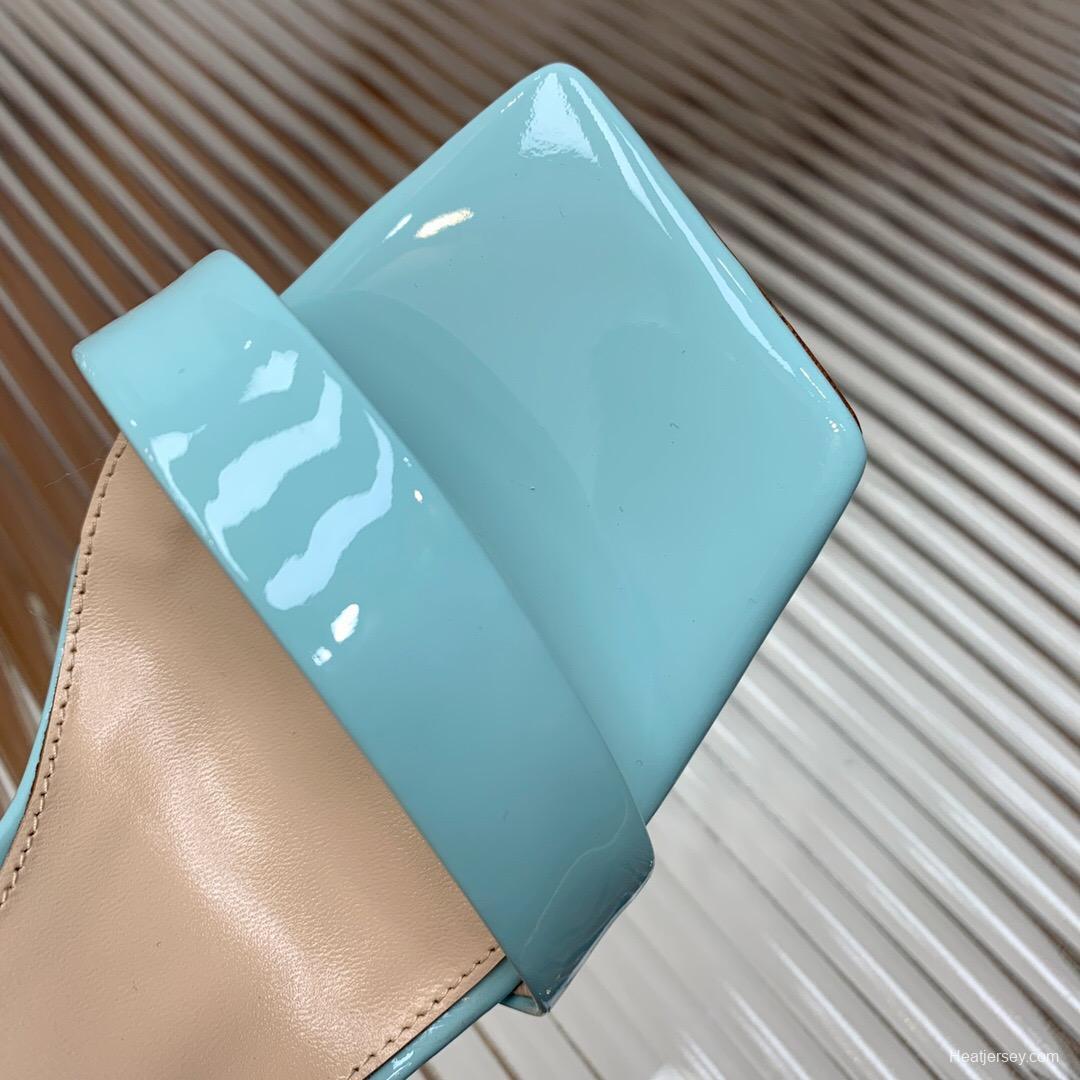 2025 Women Gianvito Rossi Light Blue Patent Leather High Heel Sandals