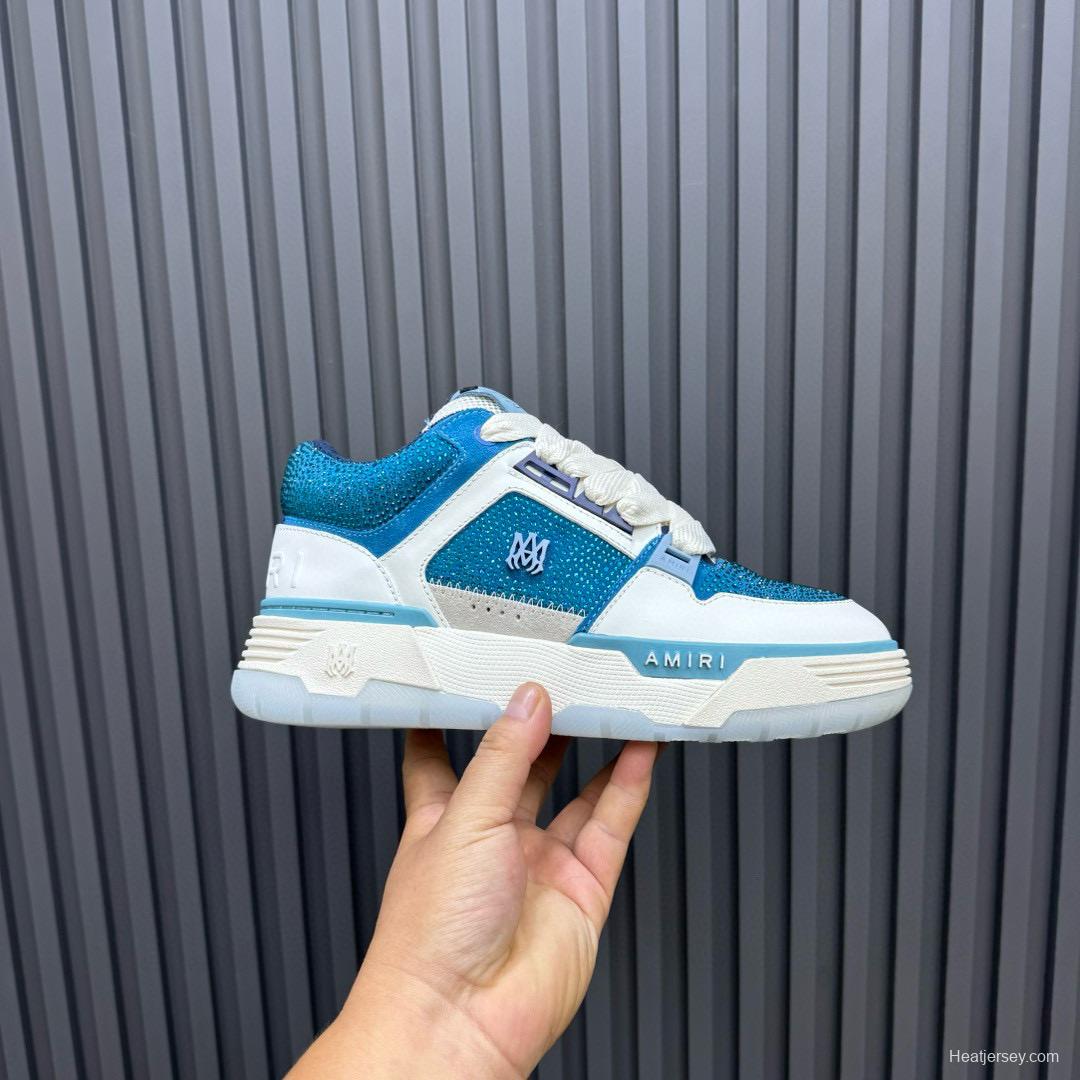 2024 Unisex Amiri Blue White Leather Mesh Sneakers MJ00410