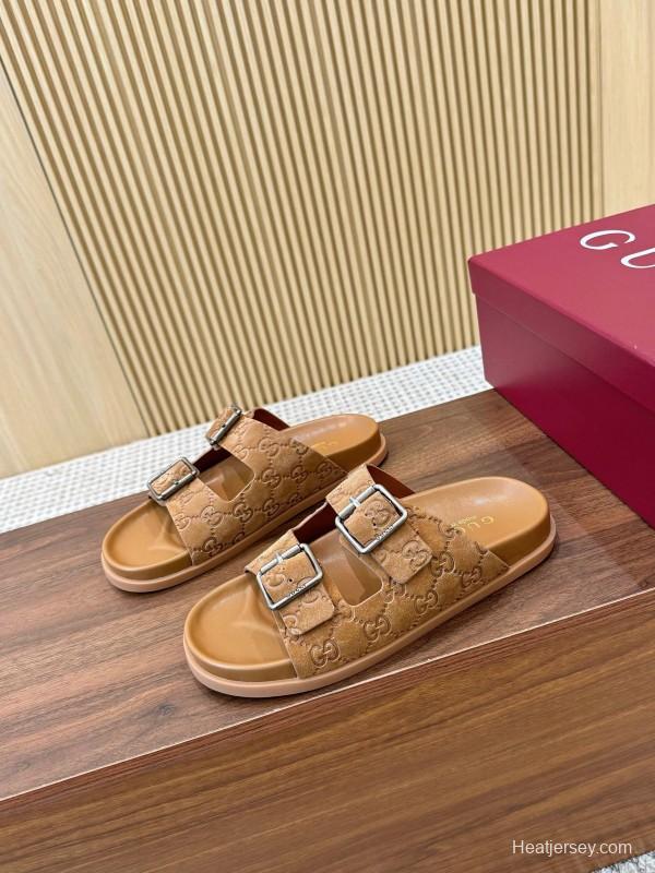 2025 Women Gucci Beige Leather Sandals LY00260