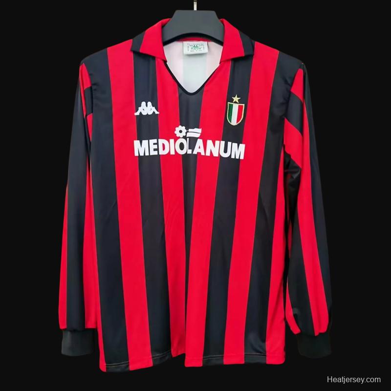 Retro 88/89 AC Milan Home Long Sleeve Jersey