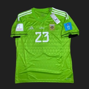 3 Stars 2023 Argentina Green E.Martinez Goalkeeper Final Match Jersey With Full Patches